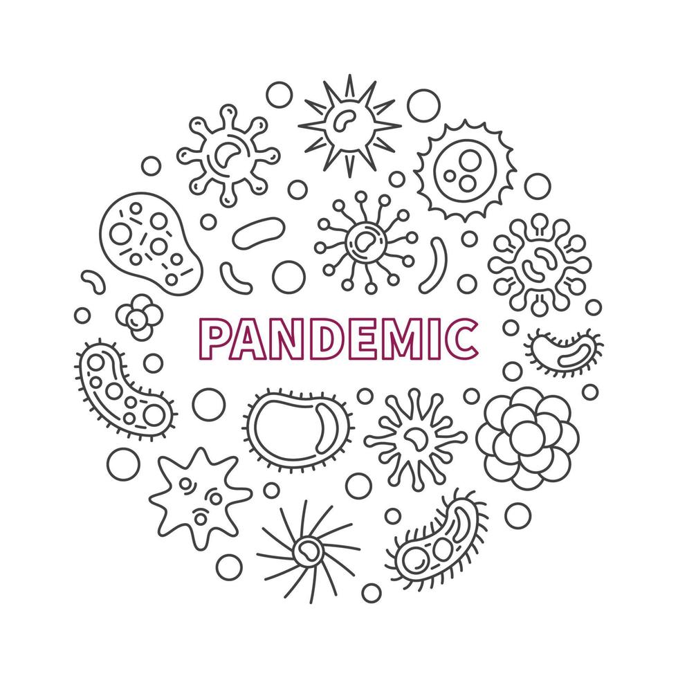 Pandemic vector concept outline round illustration