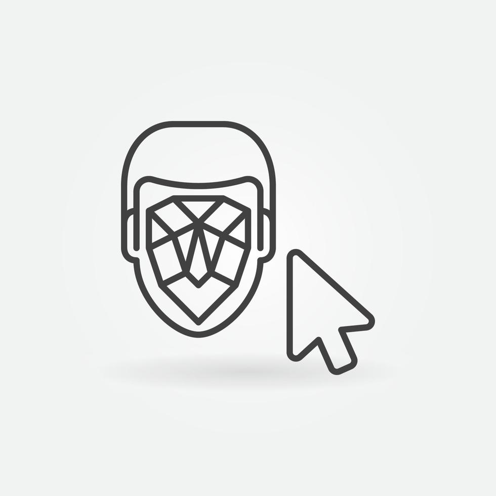 Mouse Click on Face Recognition vector line icon