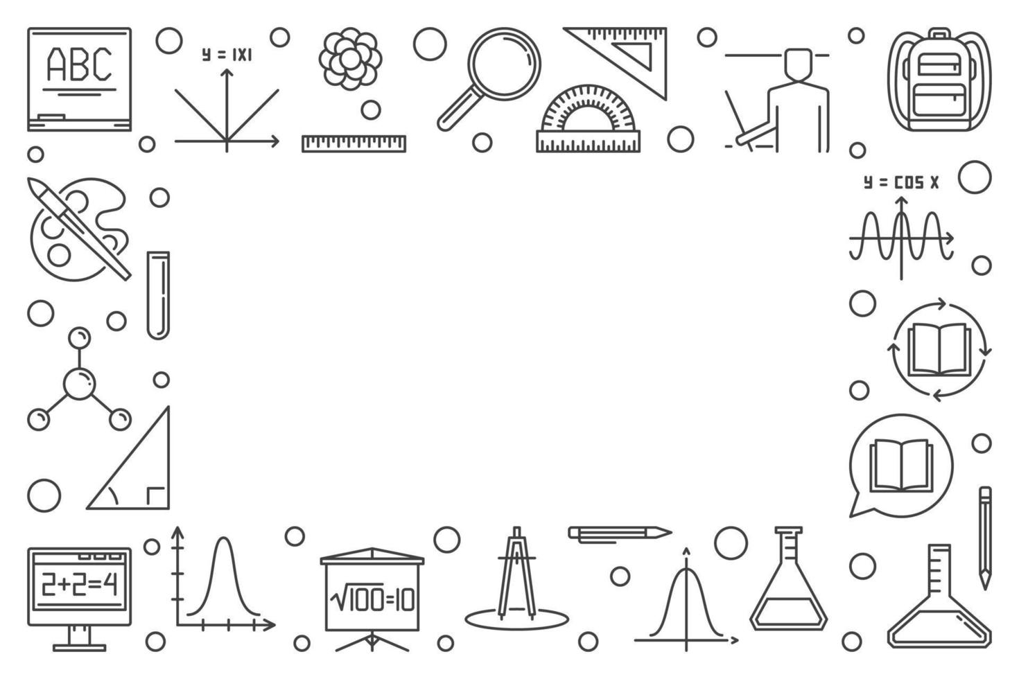 School and Education horizontal line frame. Vector illustration