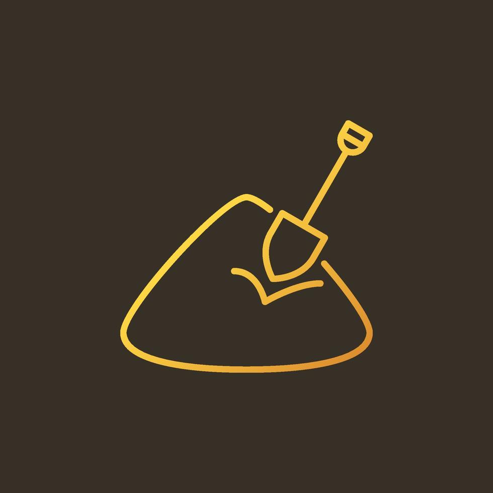 Sand with Shovel vector colored linear icon or logo