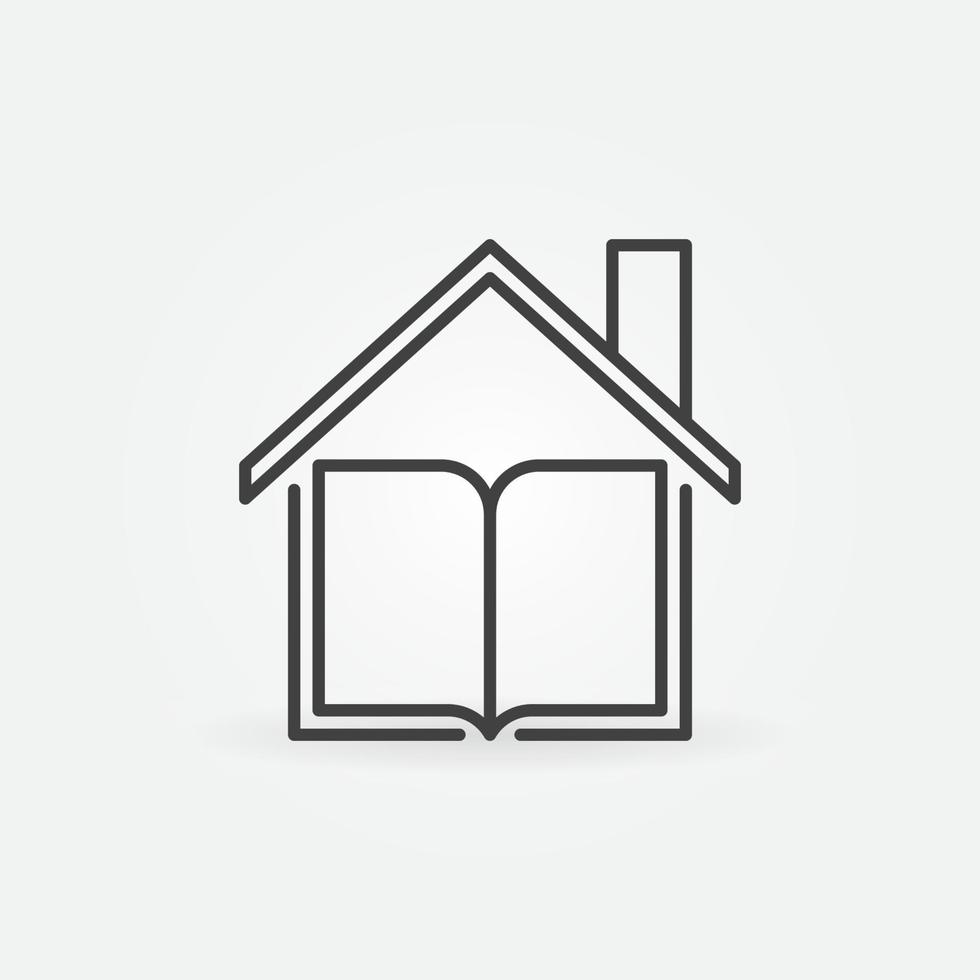 libro bajo la línea del techo vector icono de concepto de educación en el hogar
