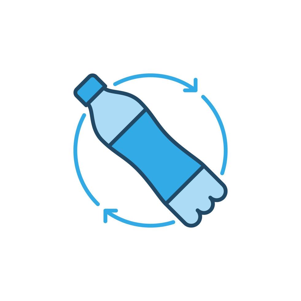 Vector Recycle plastic bottles concept blue icon