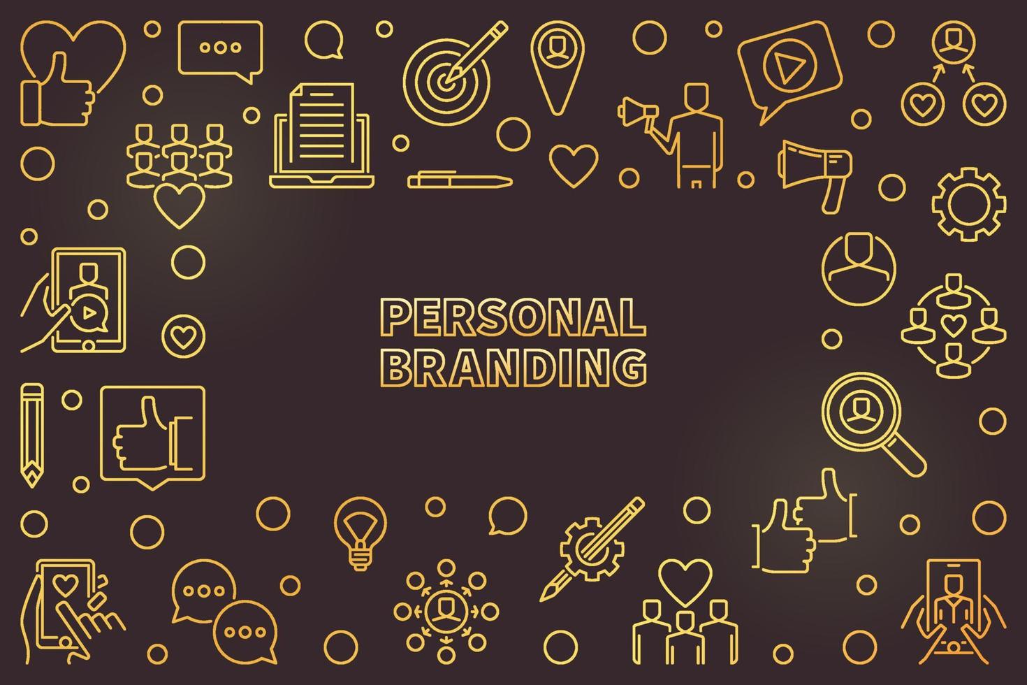 Personal Branding vector concept golden linear illustration or frame