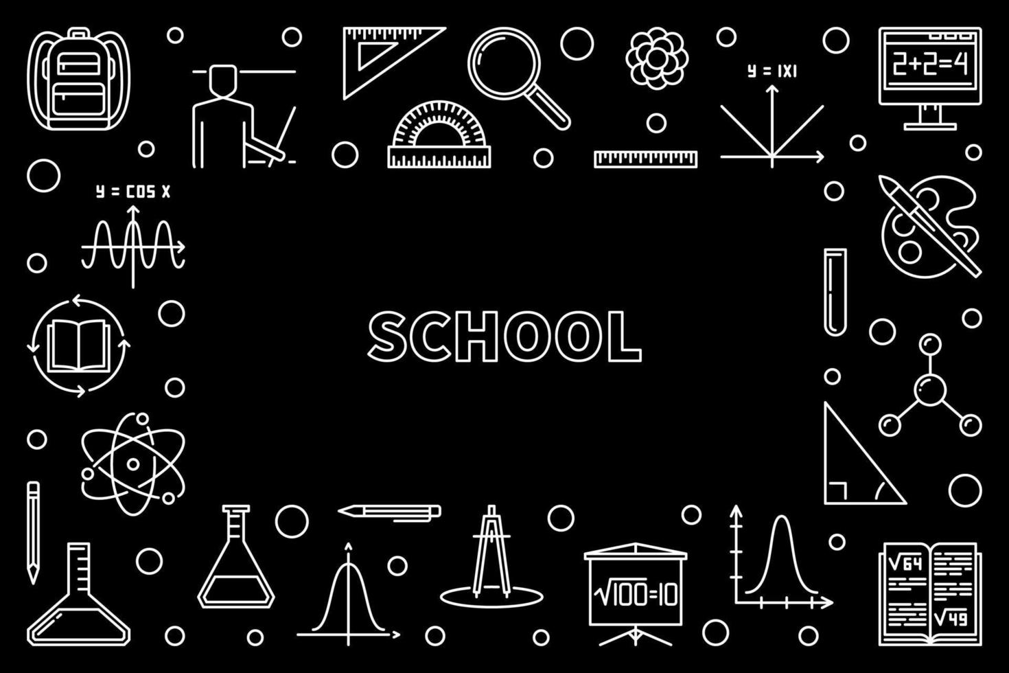 School concept horizontal outline frame. Vector illustration