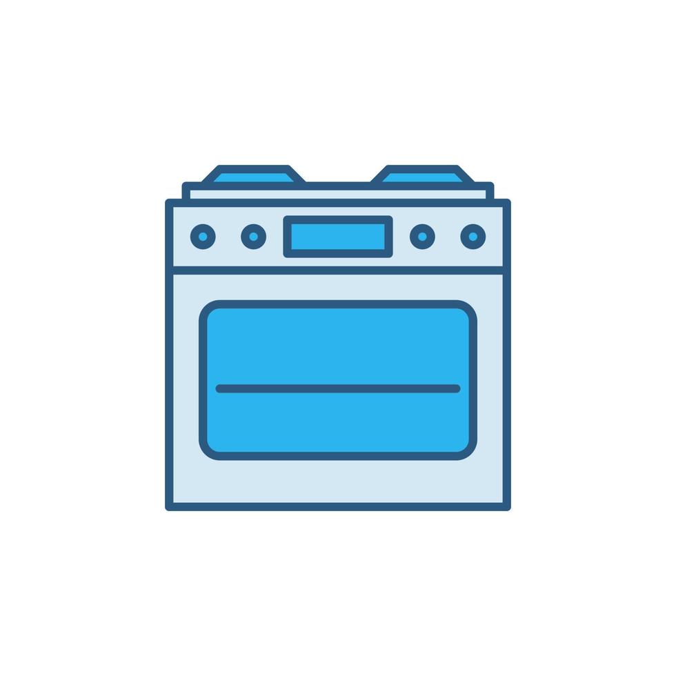 Gas Stove with Oven vector concept blue icon - Front View