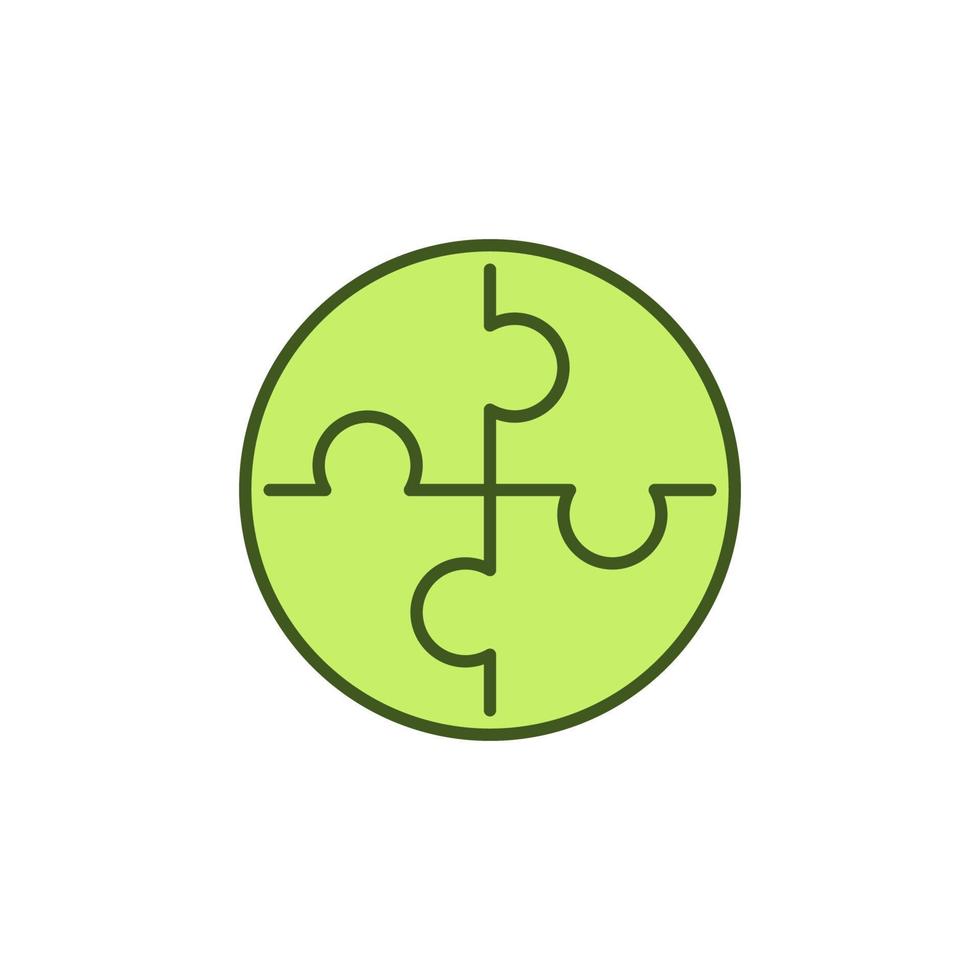 Puzzle vector concept round green icon