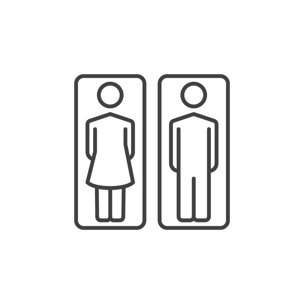 Vector Man and Woman Toilet linear icon - WC symbol