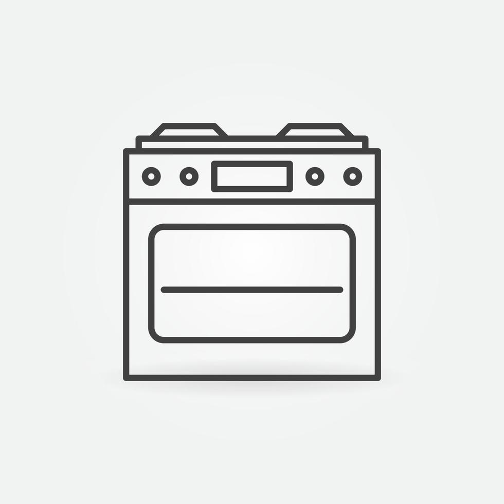 Gas Stove with Oven outline vector icon. Front View