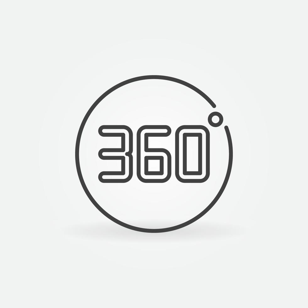360 degrees in circle vector outline icon or symbol
