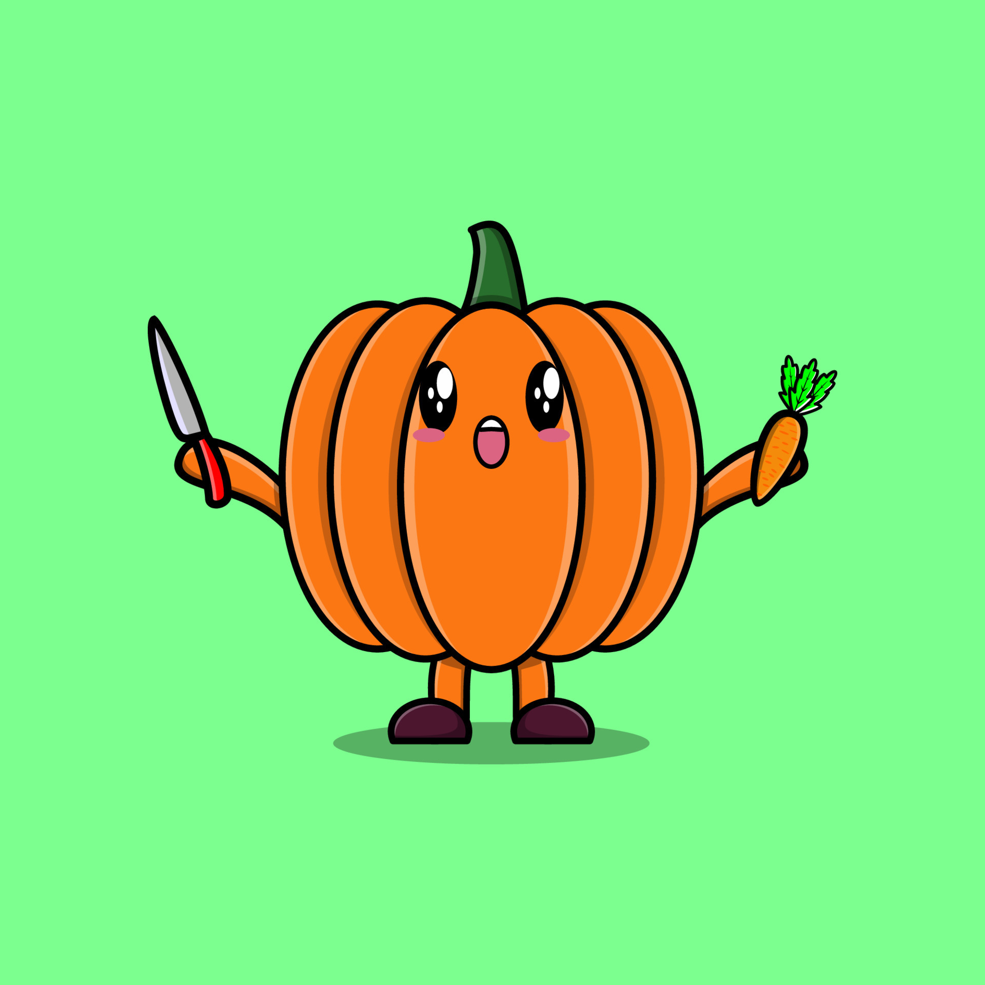Cute Cartoon Pumpkin Holding Knife And Carrot 13089714 Vector Art At cute-cartoon-pumpkin-holding-knife-and-carrot-13089714-vector-art-at