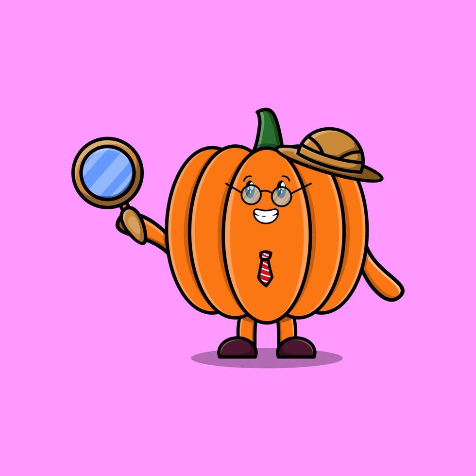 Cute cartoon character Pumpkin detective vector