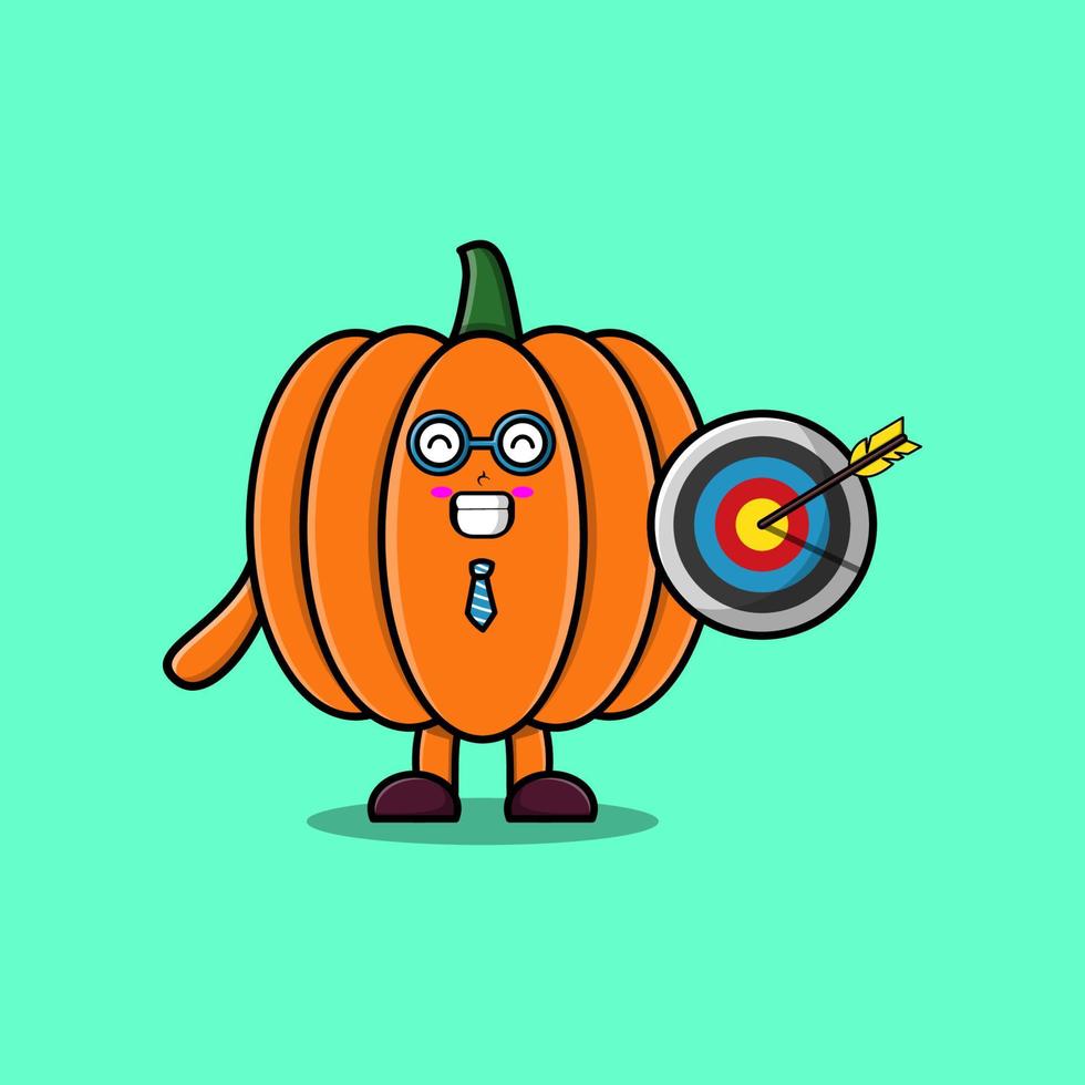 lindo, caricatura, calabaza, hombre de negocios, tenencia, blanco vector