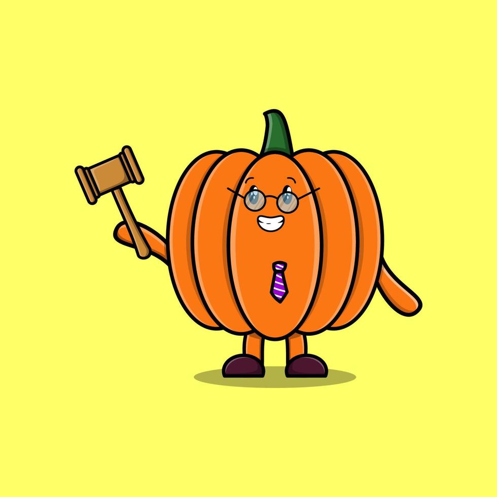 Cute cartoon mascot character wise judge Pumpkin vector