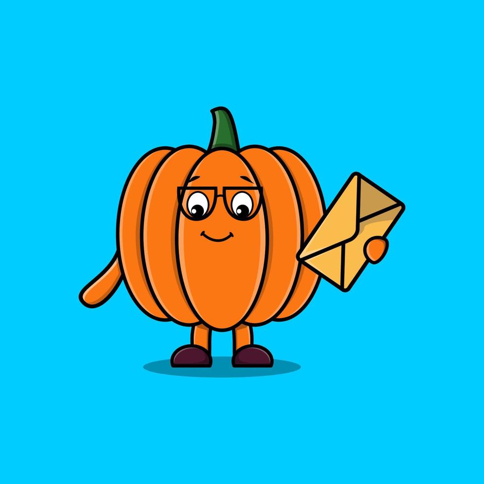 Cute cartoon Pumpkin holding envelope vector