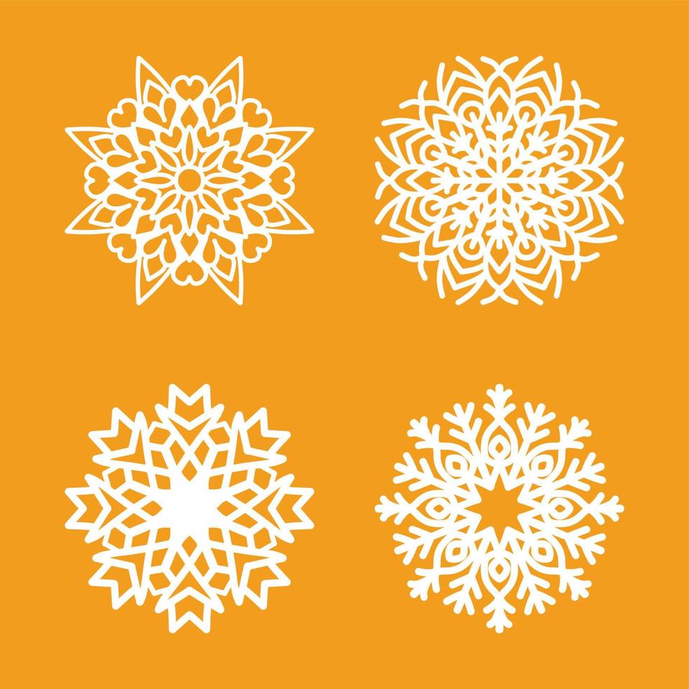 laser cut christmas snow flakes vector set