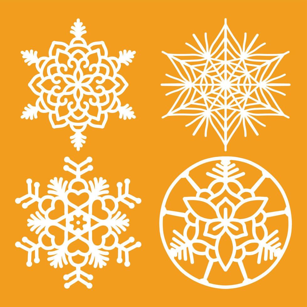 laser cut christmas snow flakes vector set