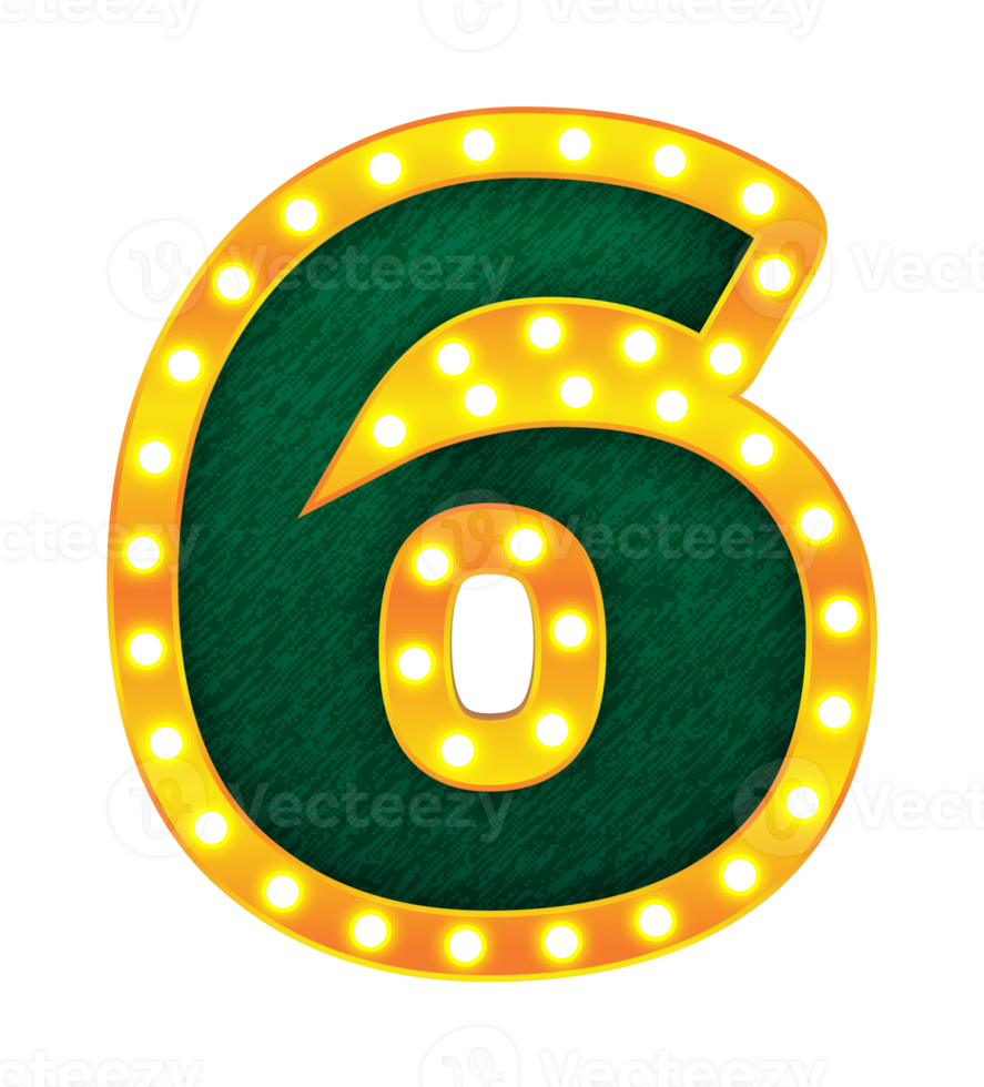 6 retro cinema light bulb sign alphabet png