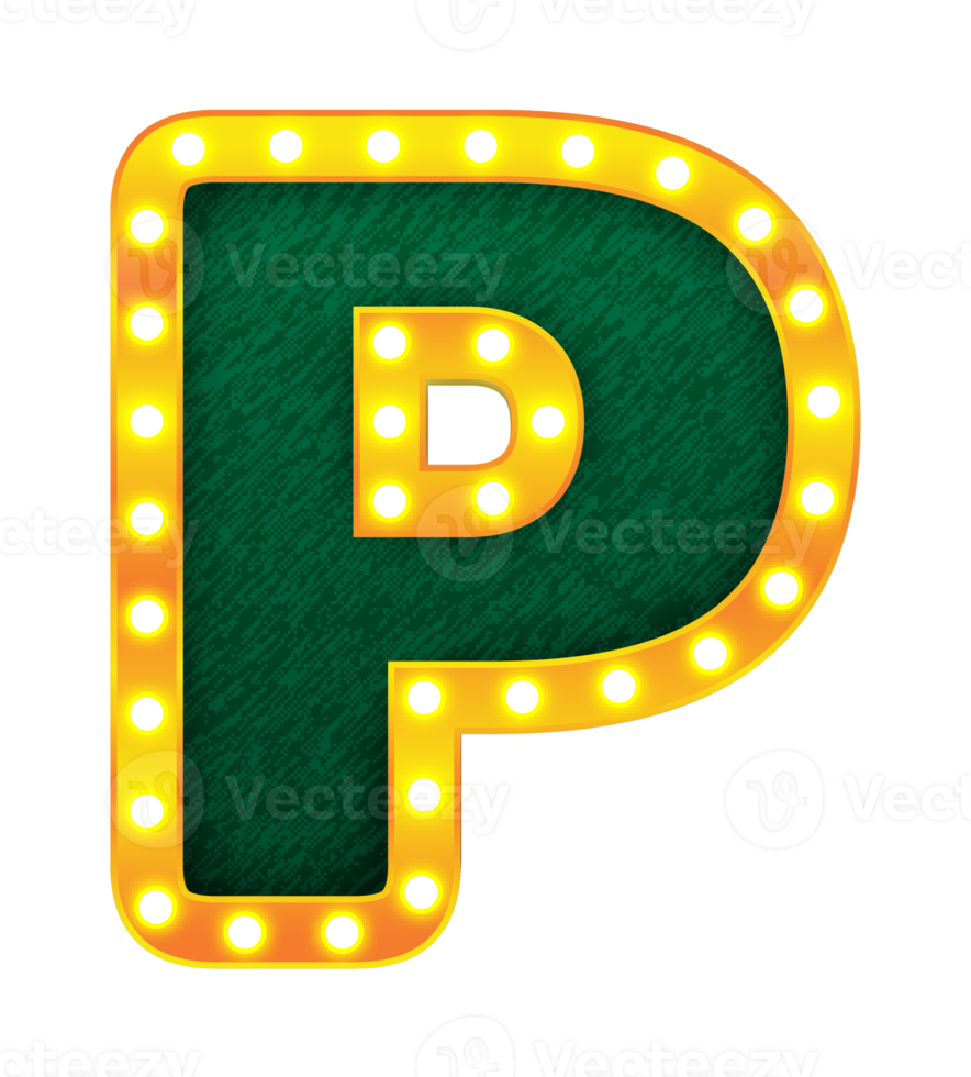 p retro cinema light bulb sign alphabet png