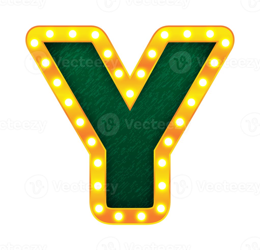 y retro cinema light bulb sign alphabet png