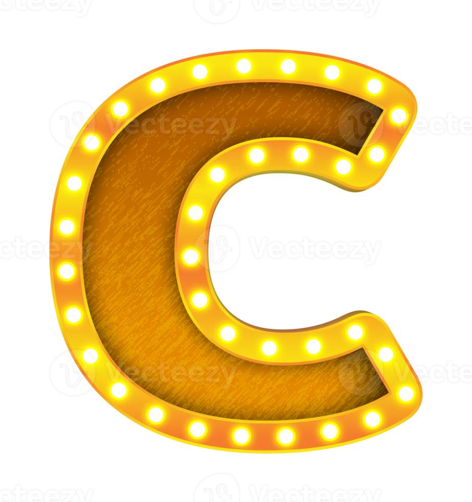 c retro cinema light bulb sign alphabet png