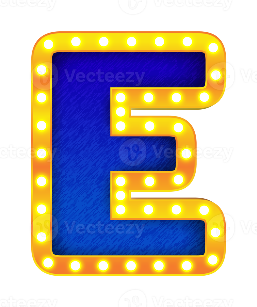 e retro cinema light bulb sign alphabet png