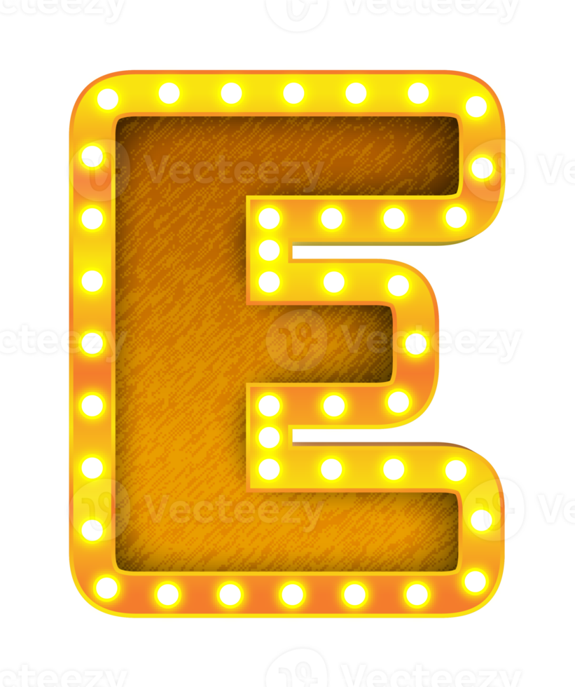 e retro cinema light bulb sign alphabet png