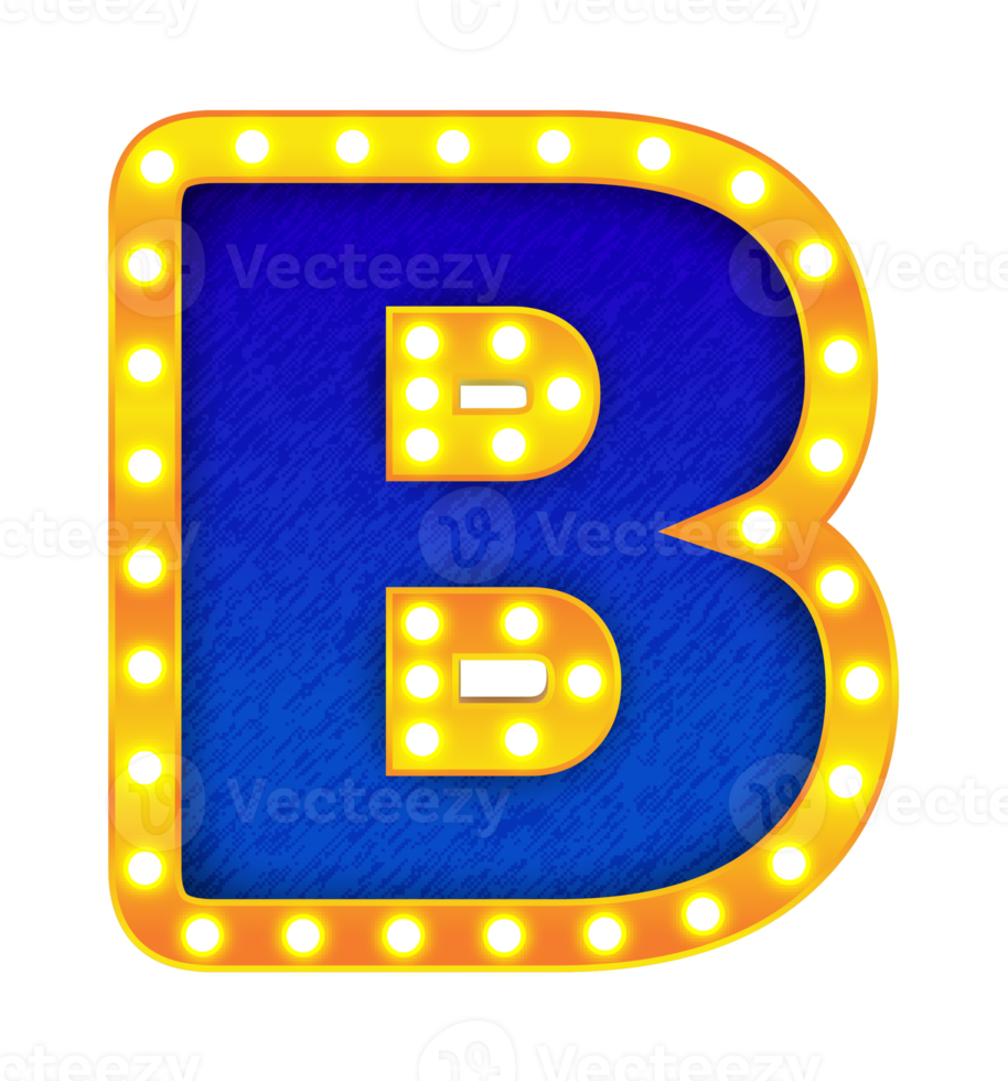 b retro cinema light bulb sign alphabet png