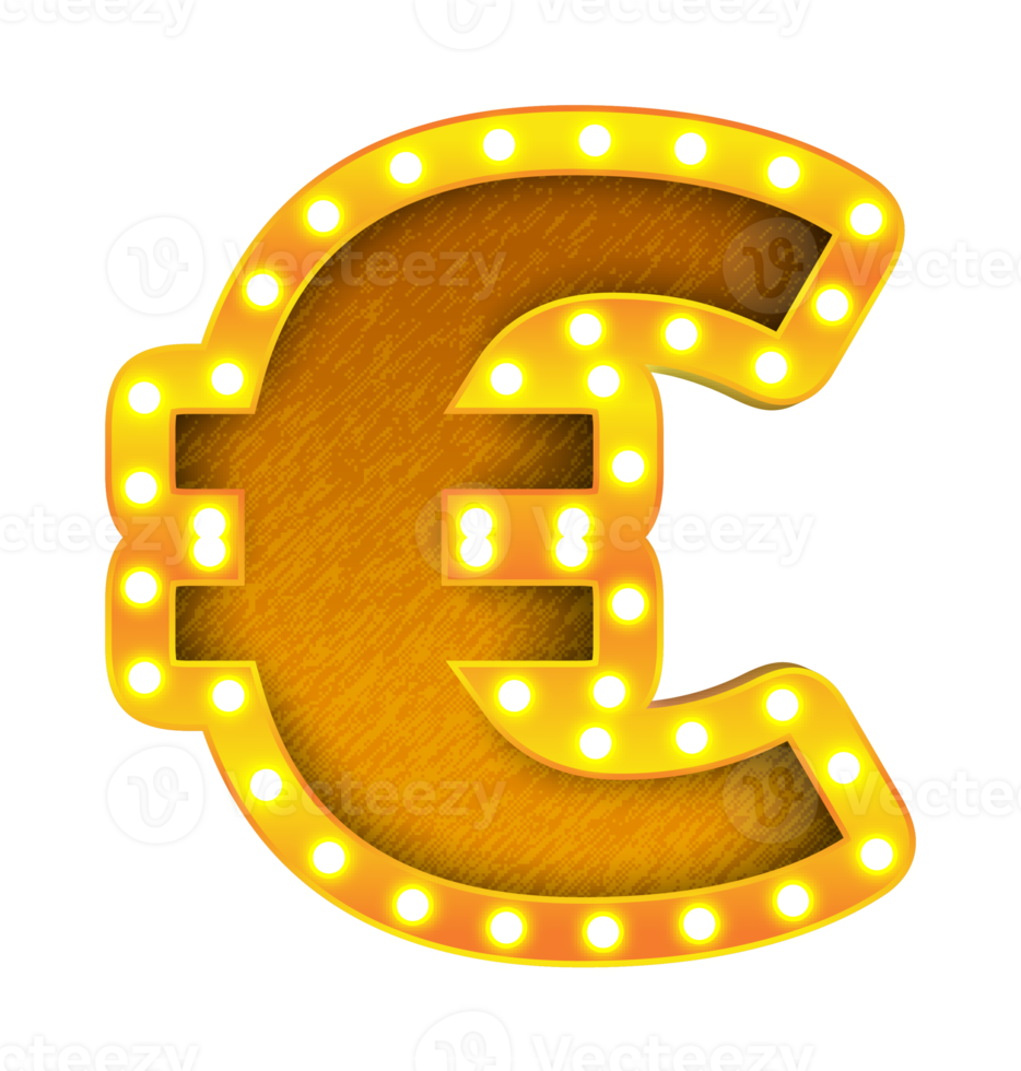 euro retro bioscoop licht lamp teken alfabet png