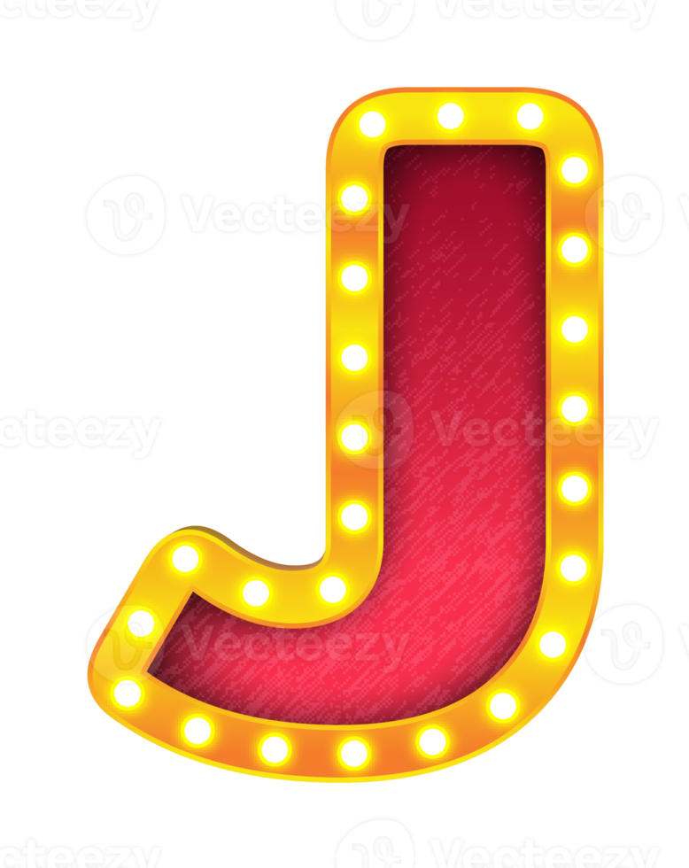 j retro cinema light bulb sign alphabet png