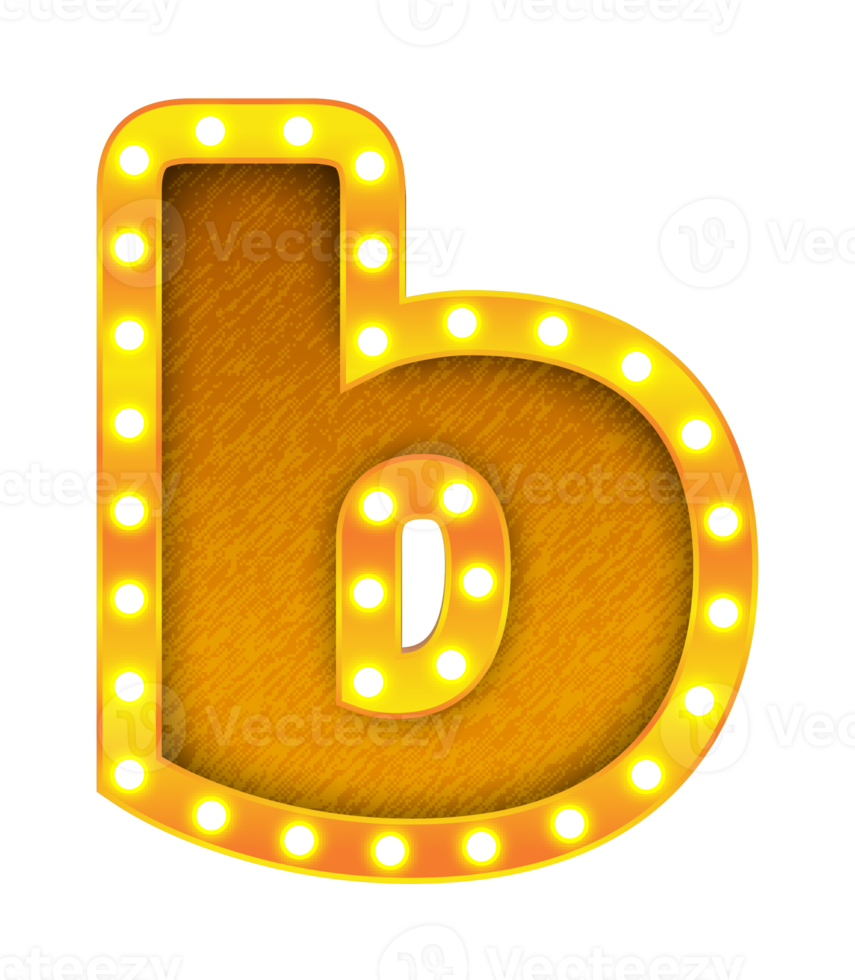 b retro cinema light bulb sign alphabet png