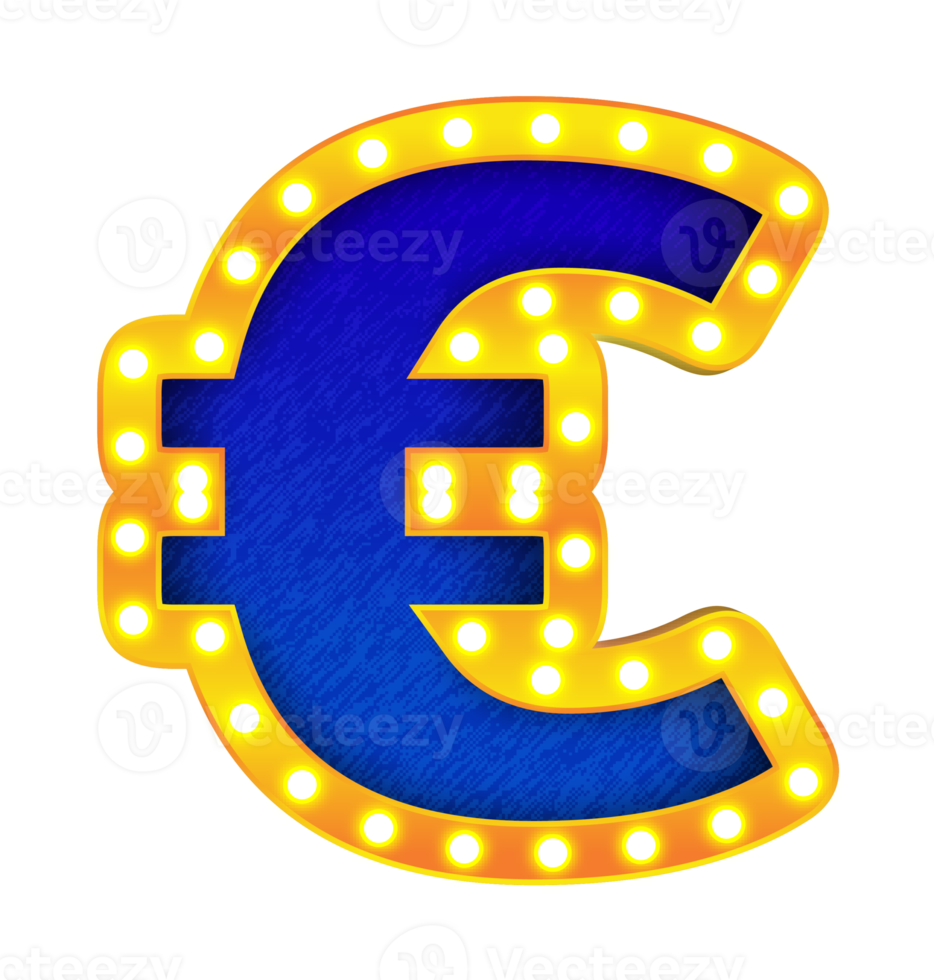 euro retro bioscoop licht lamp teken alfabet png