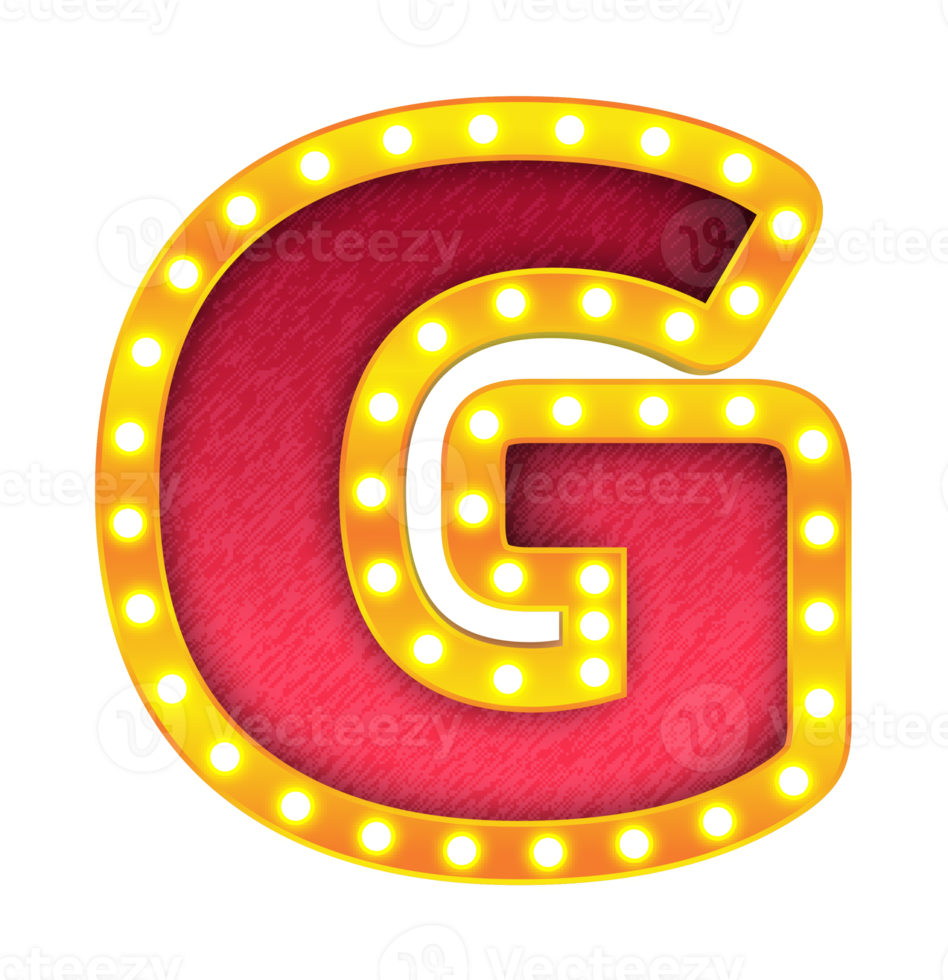 g retro cinema light bulb sign alphabet png