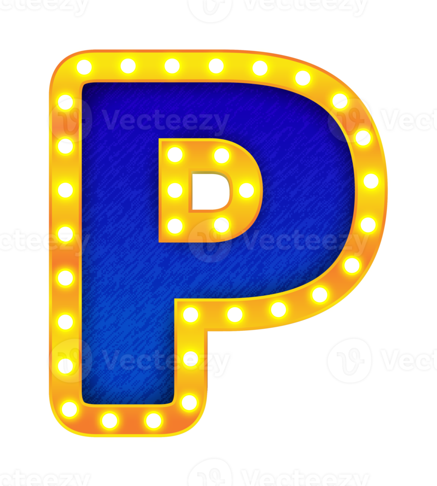 p retro cinema light bulb sign alphabet png