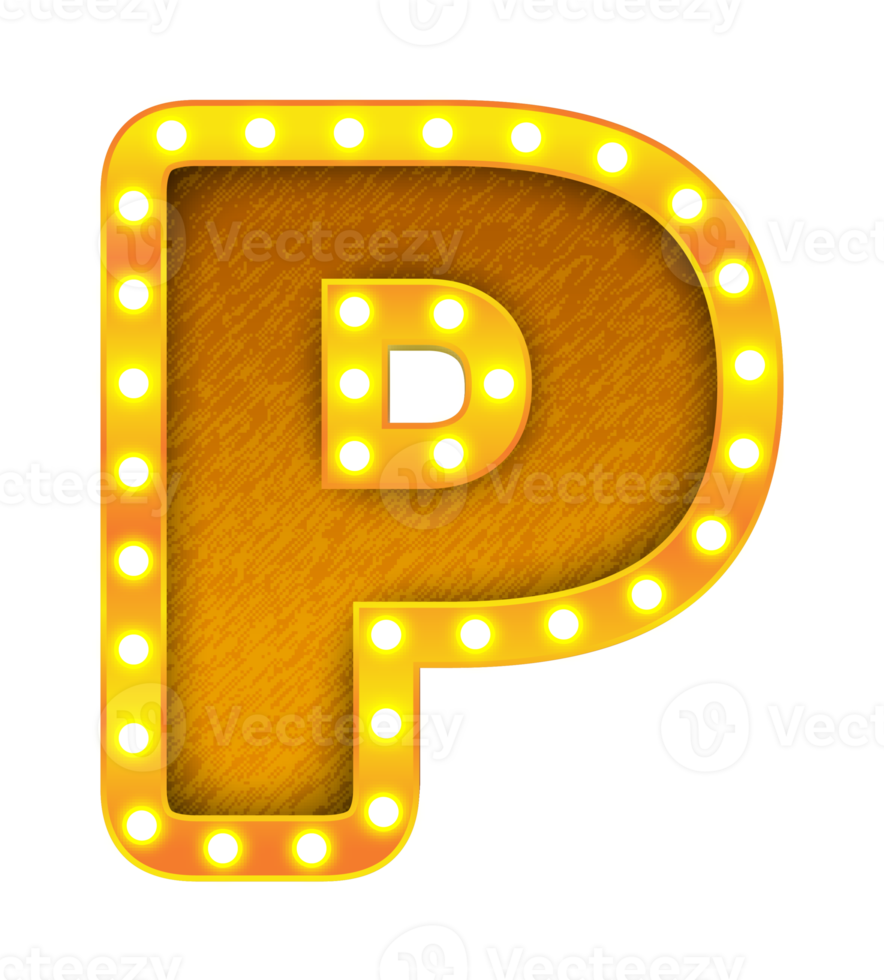 p retro kino glühbirne zeichen alphabet png