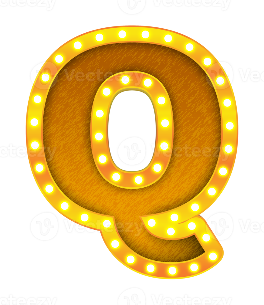 q retro cinema light bulb sign alphabet png