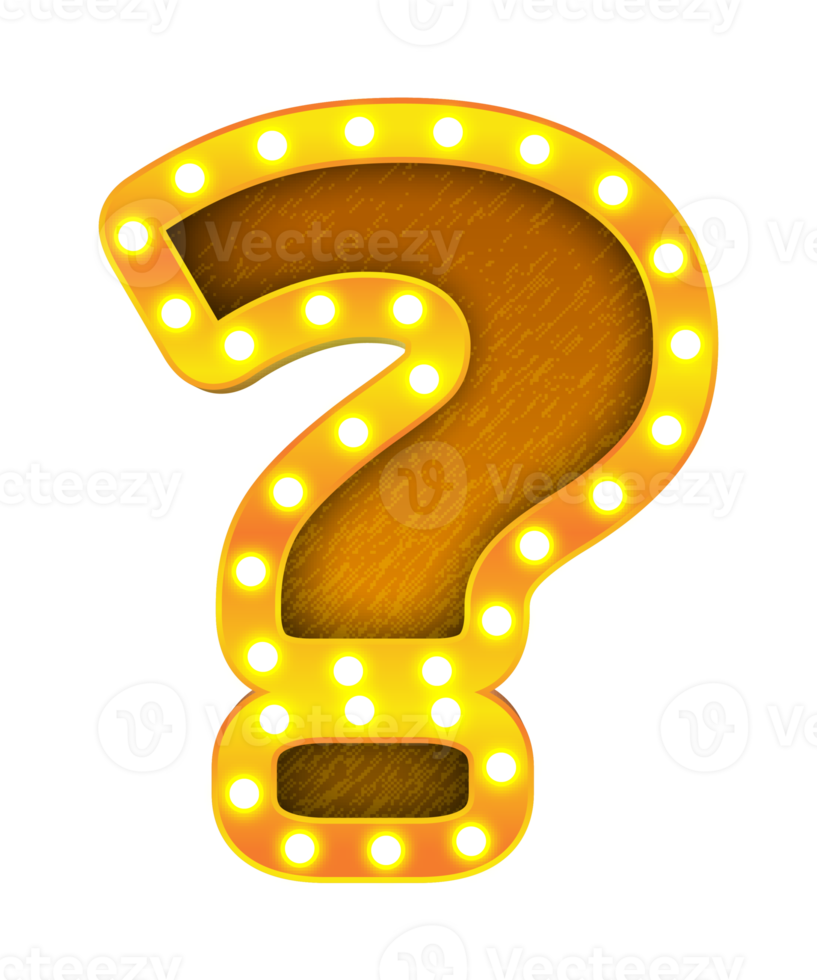 question retro cinema light bulb sign alphabet png