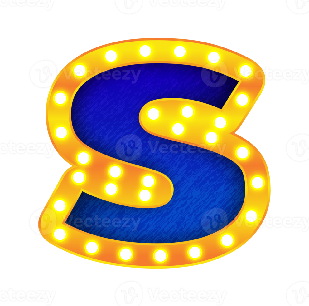 s retro cinema light bulb sign alphabet png