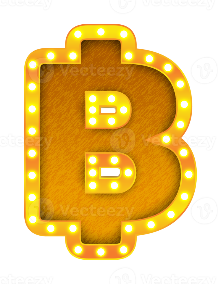 thai retro cinema light bulb sign alphabet png