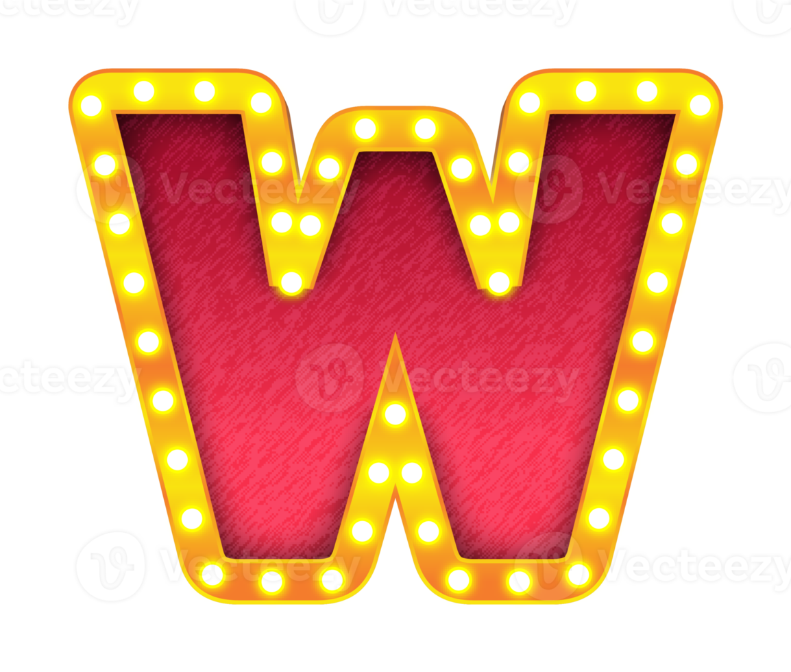 w retro cinema light bulb sign alphabet png