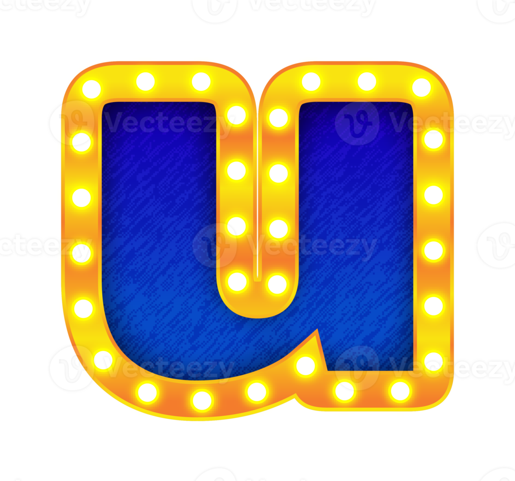 u retro cinema light bulb sign alphabet png