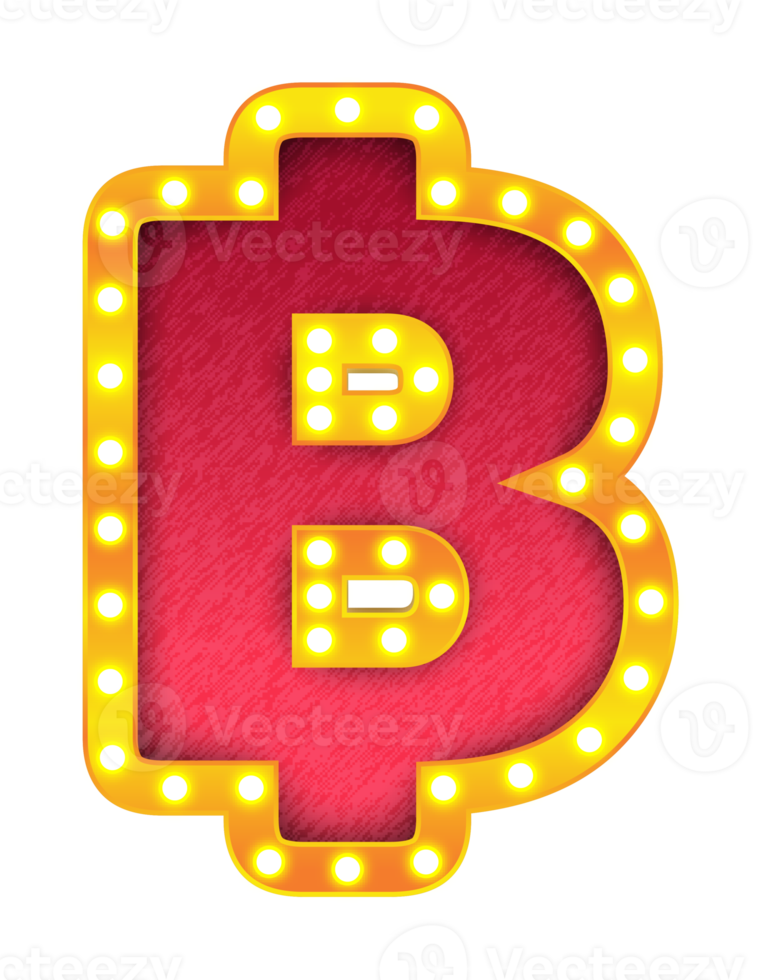 thai retro cinema light bulb sign alphabet png