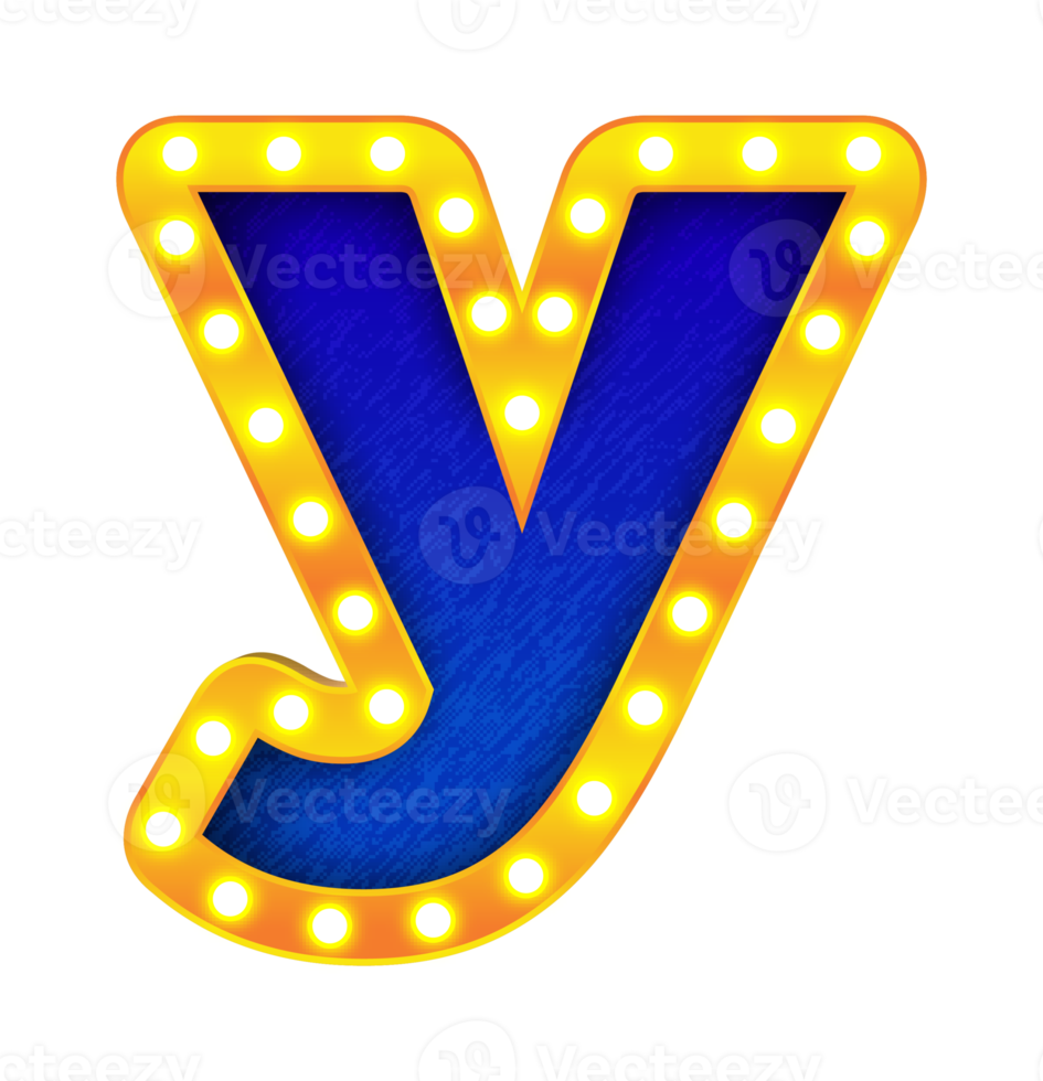 y retro cinema light bulb sign alphabet png