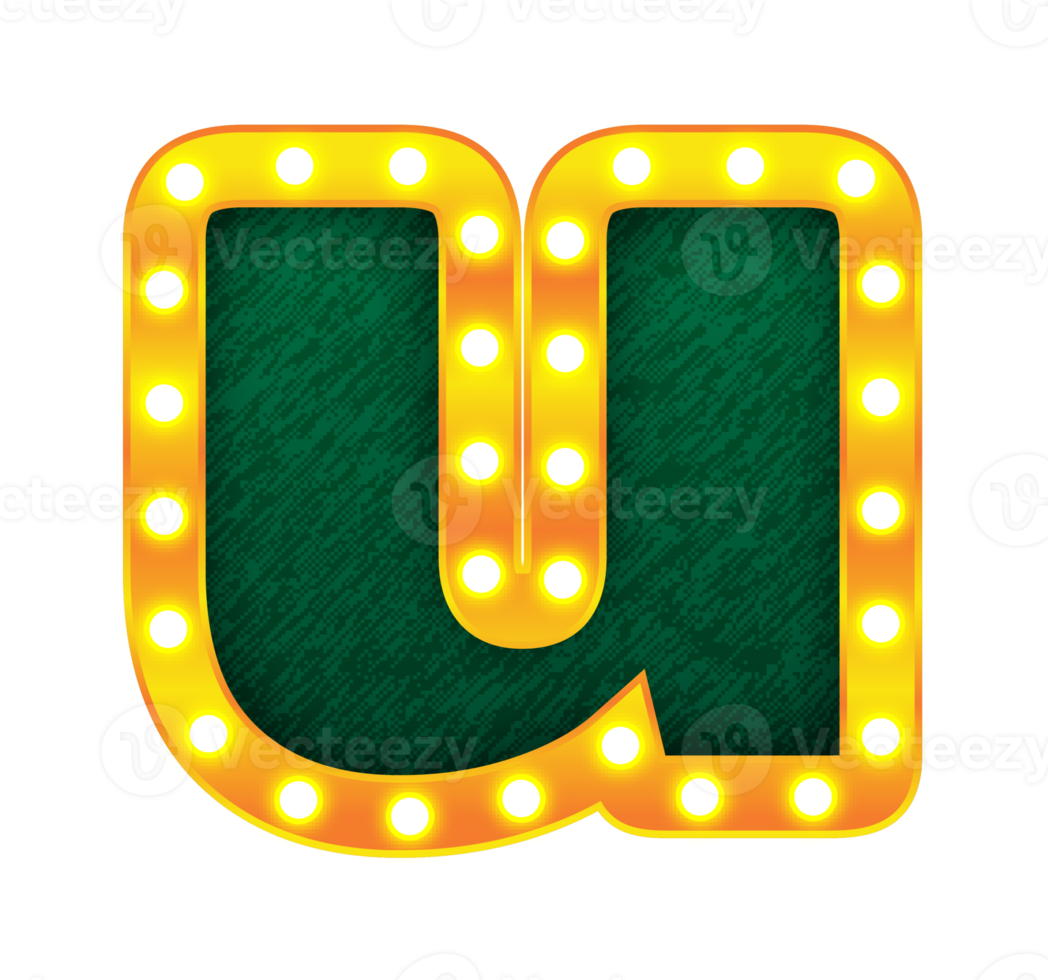 u retro cinema light bulb sign alphabet png