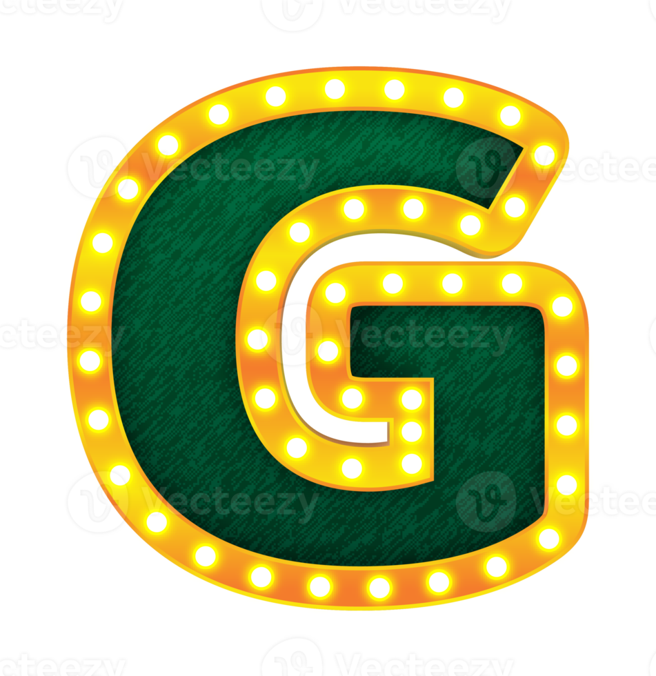 g retro cinema light bulb sign alphabet png