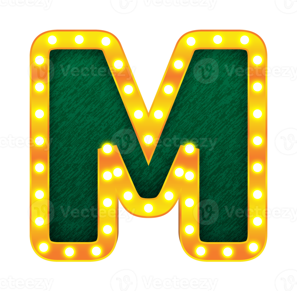 m retro cinema light bulb sign alphabet png