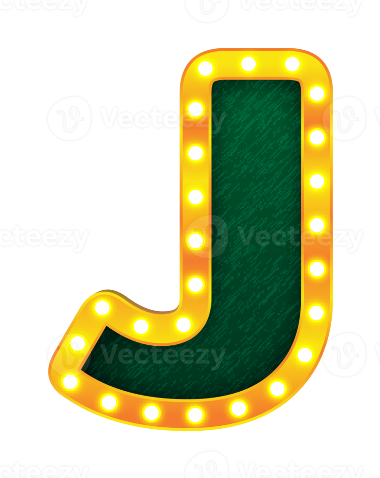 j retro cinema light bulb sign alphabet png