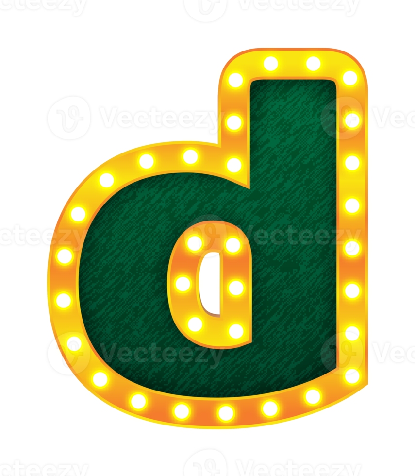 d retro cinema light bulb sign alphabet png