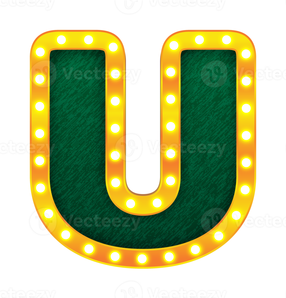 u retro cinema light bulb sign alphabet png