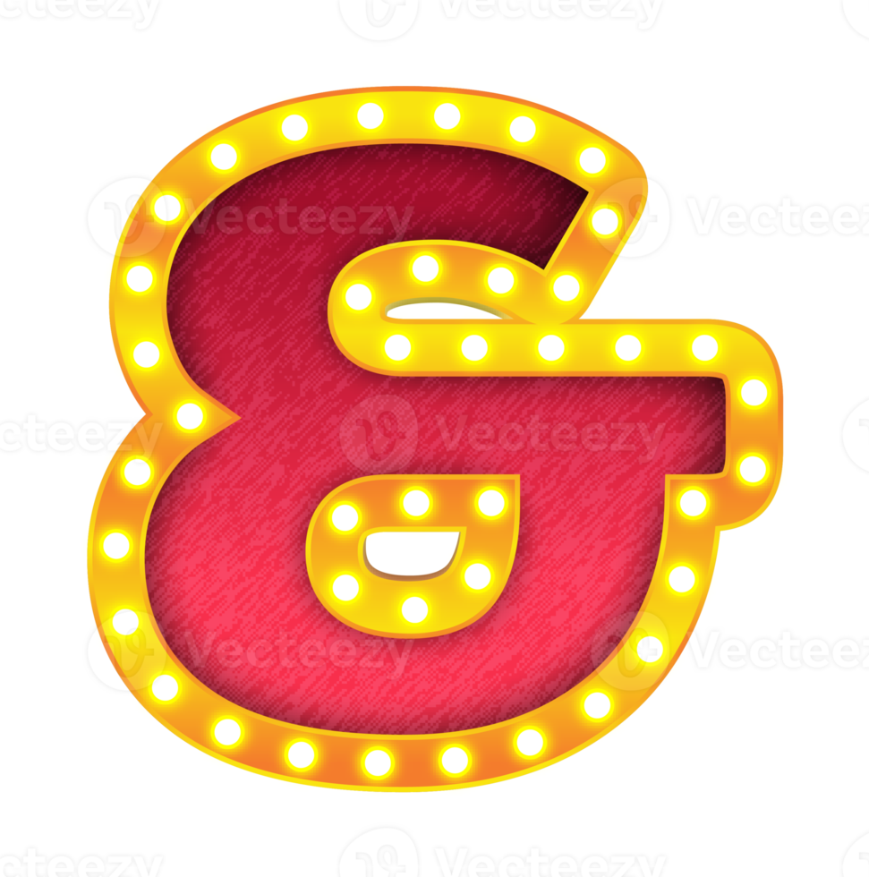 ampersand retro cinema light bulb sign alphabet png