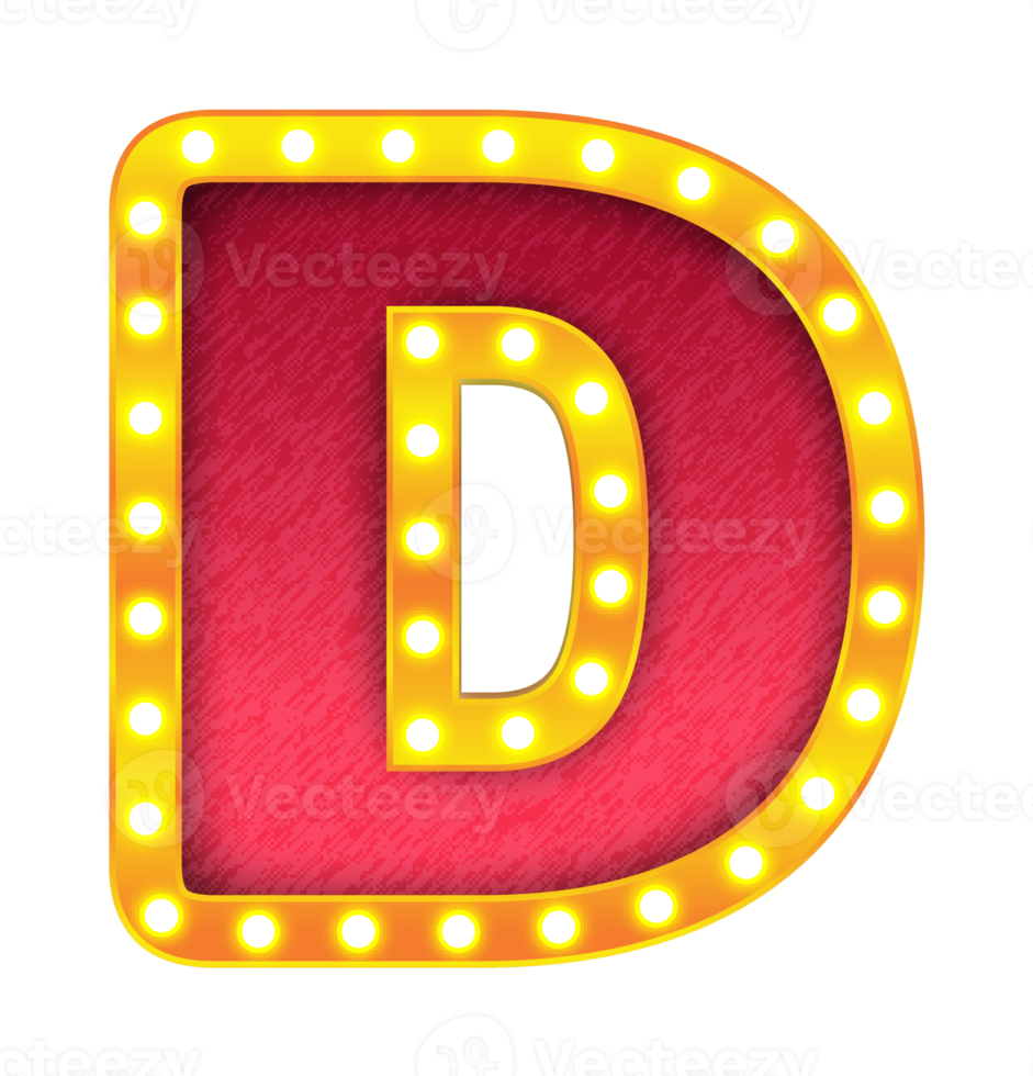 d retro cinema light bulb sign alphabet png